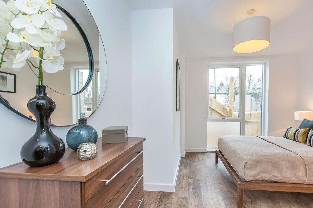 Stylish bedroom at Empire Heights London