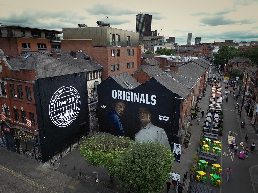 Aerial view showing Thomas Street in the Northern Quarter of Manchester