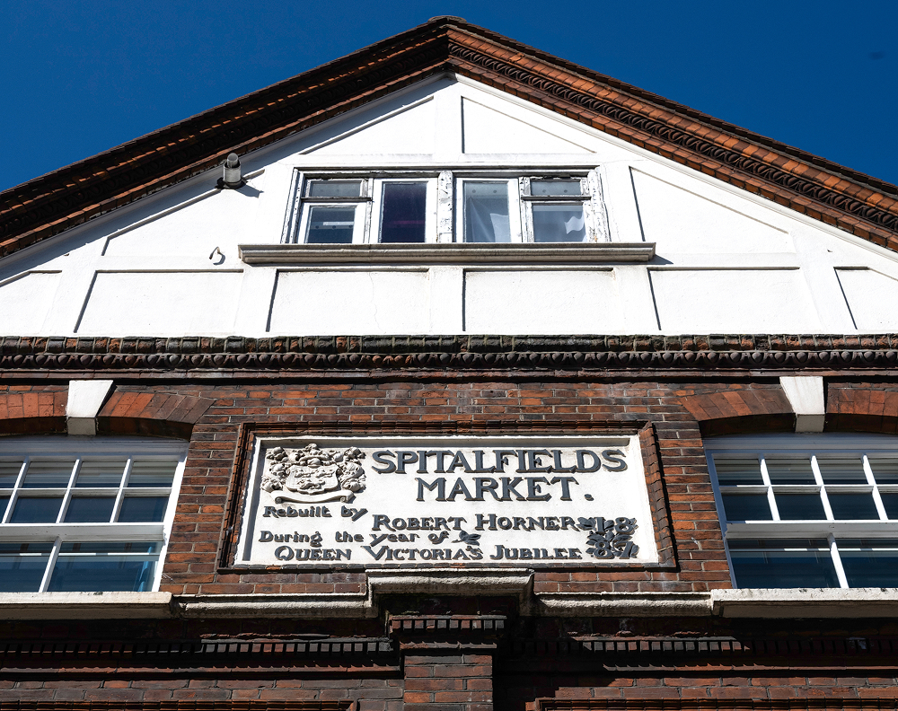 Spitalfields building and plaque