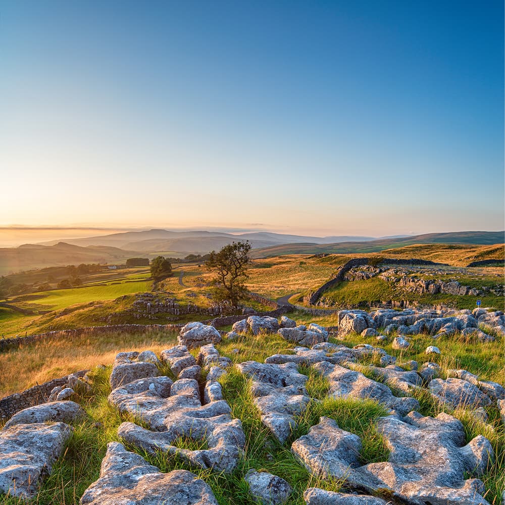 Yorkshire dales at sunset